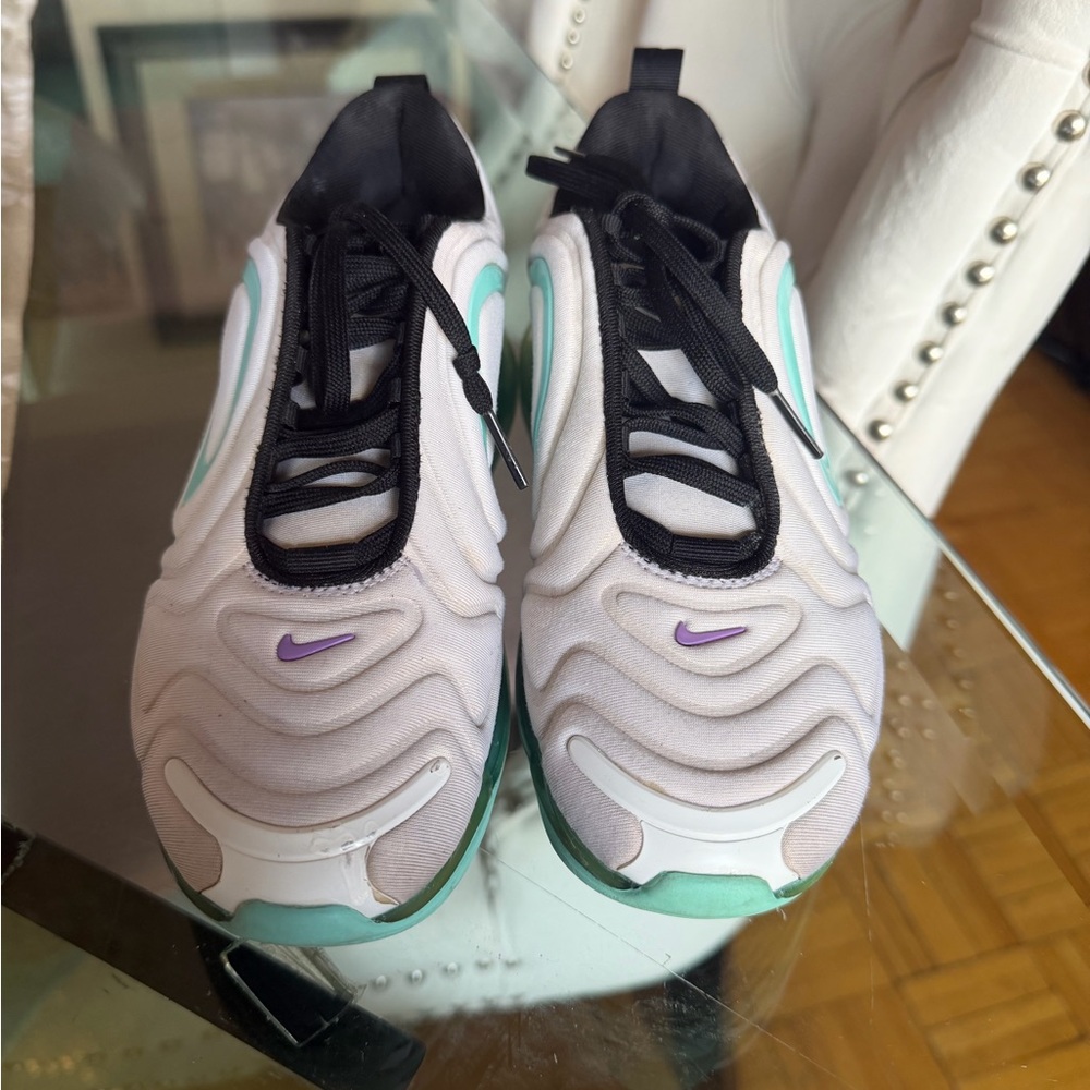 Nike White Sneakers with Teal & Purple Details